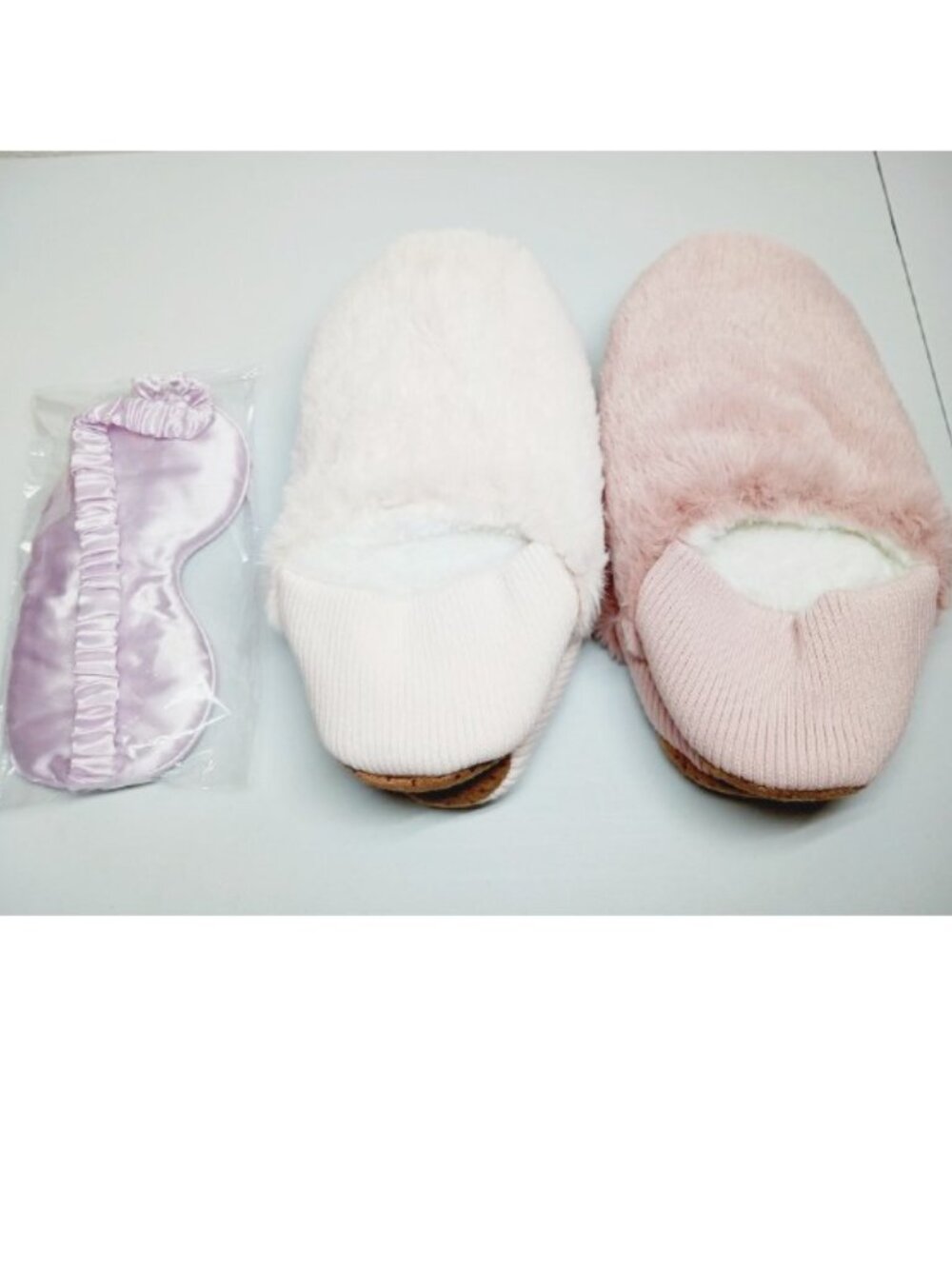 2 Old Navy fluffy slippers + Silky pink eye mask, ALL NEW - Picture 3 of 9
